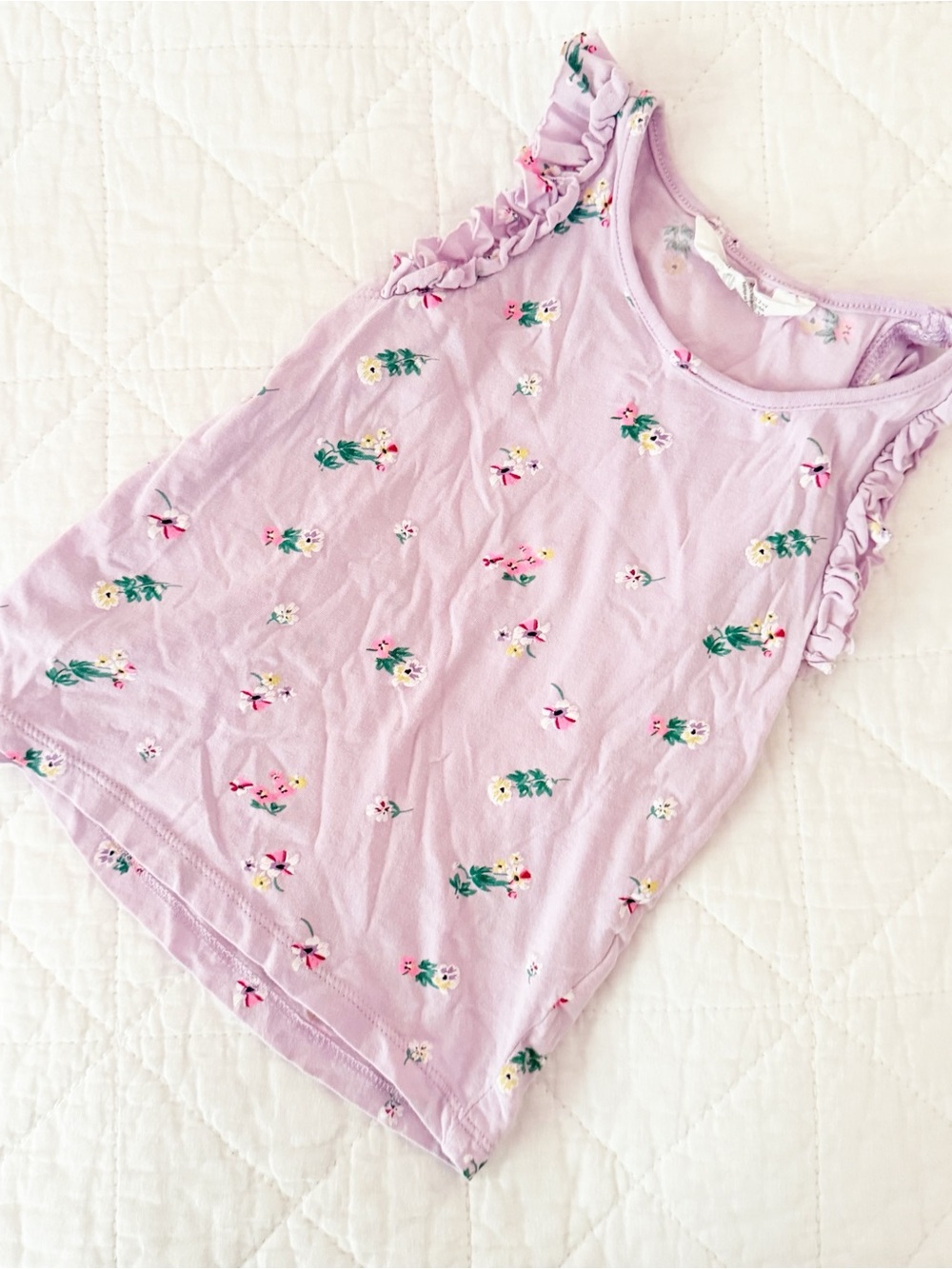 H&M Kids 3T Lilac Floral Ruffle Tank Top